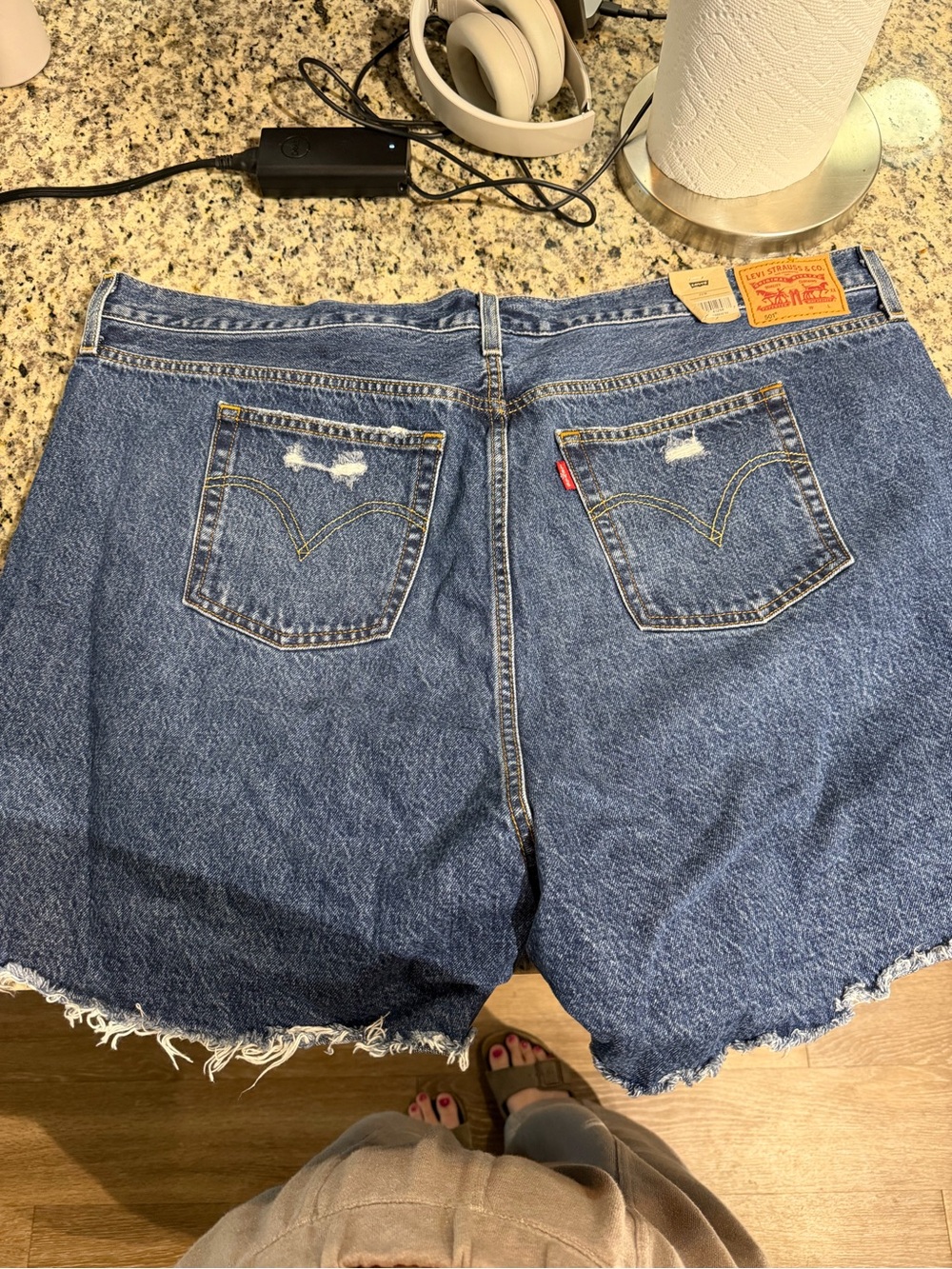 Levi's 501 NWT Distressed High-Rise Denim Shorts - Dark Blue - Picture 2 of 3